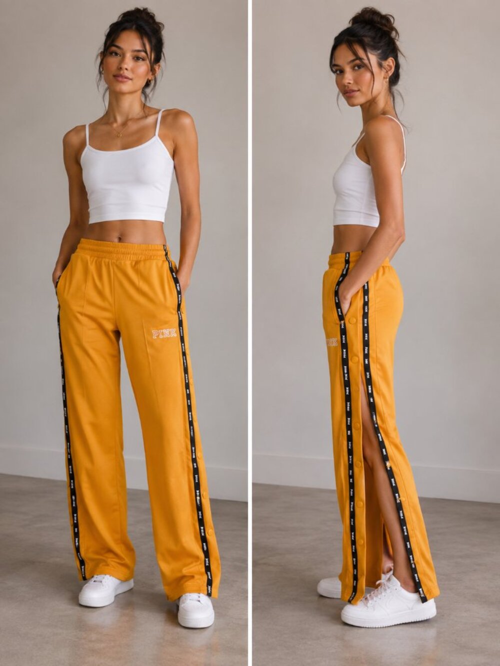 Rare PINK Tearaway Victoria's Secret Campus Crew Boyfriend Track Pant VS Size S